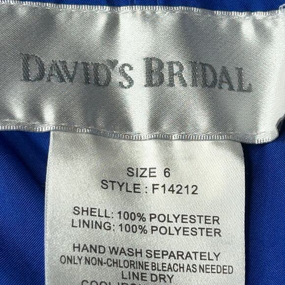 David's Bridal Dress Women 6 Mini Strapless Royal Blue Body Con Wedding Formal - Picture 4 of 8